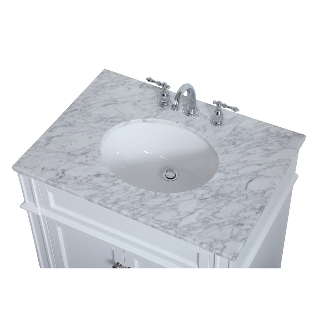 30 Inch Single Bathroom Vanity In White - View 6 - Joshua Marshal