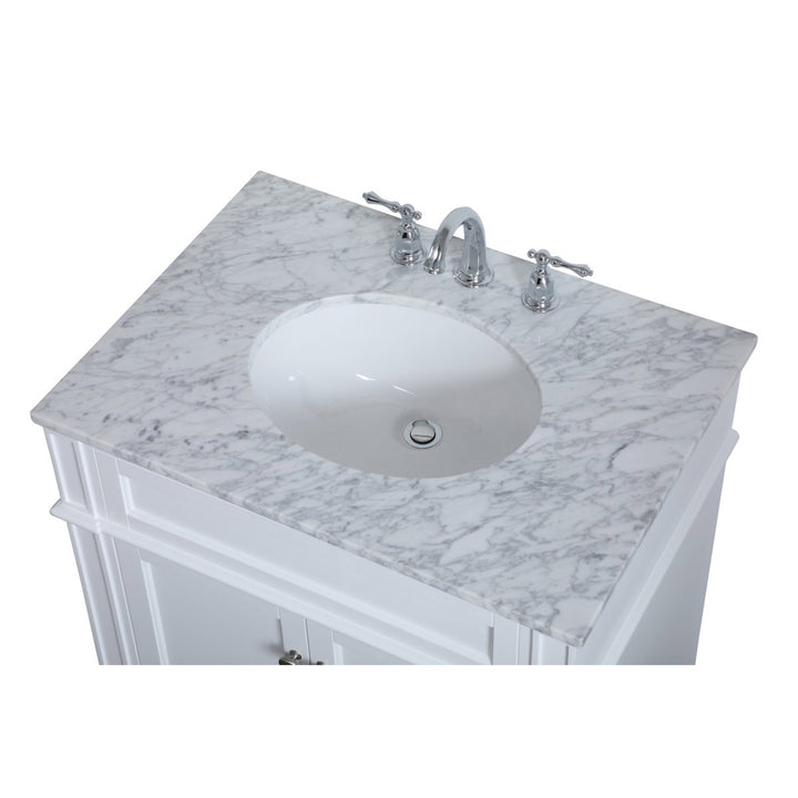 30 Inch Single Bathroom Vanity In White - View 6 - Joshua Marshal