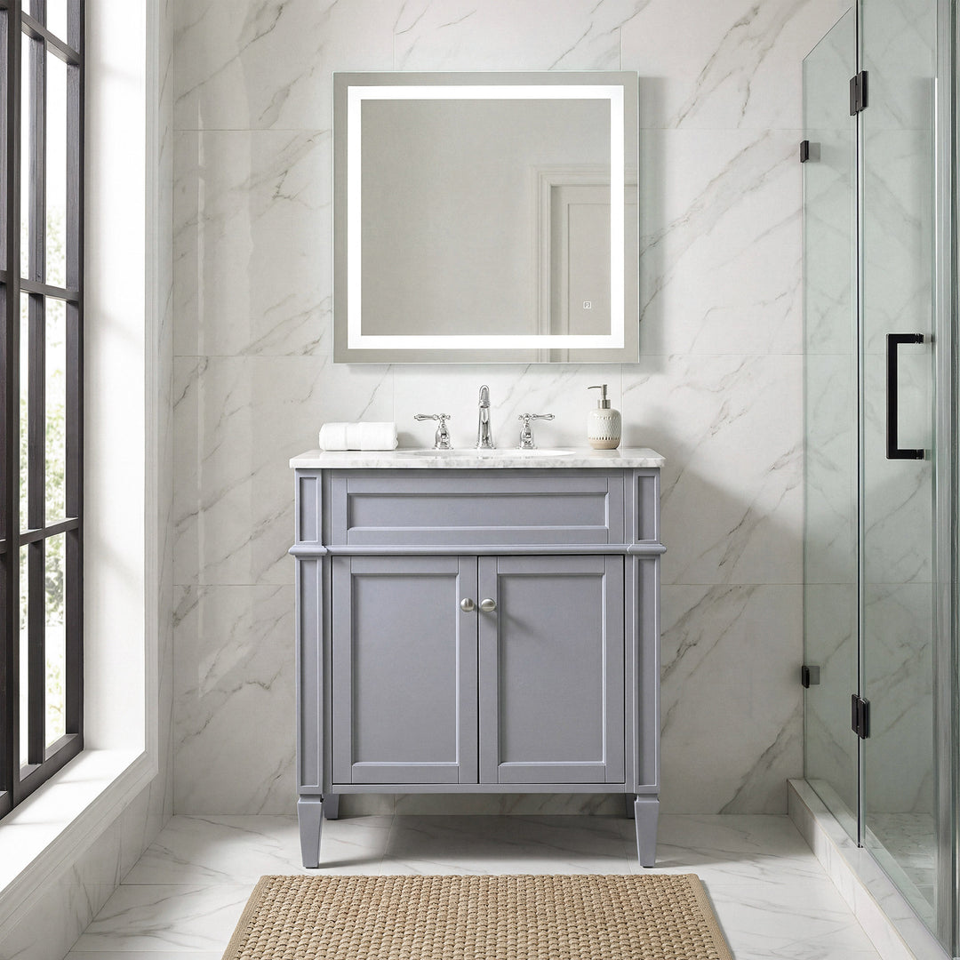 30 Inch Single Bathroom Vanity In Grey - View 2 - Joshua Marshal
