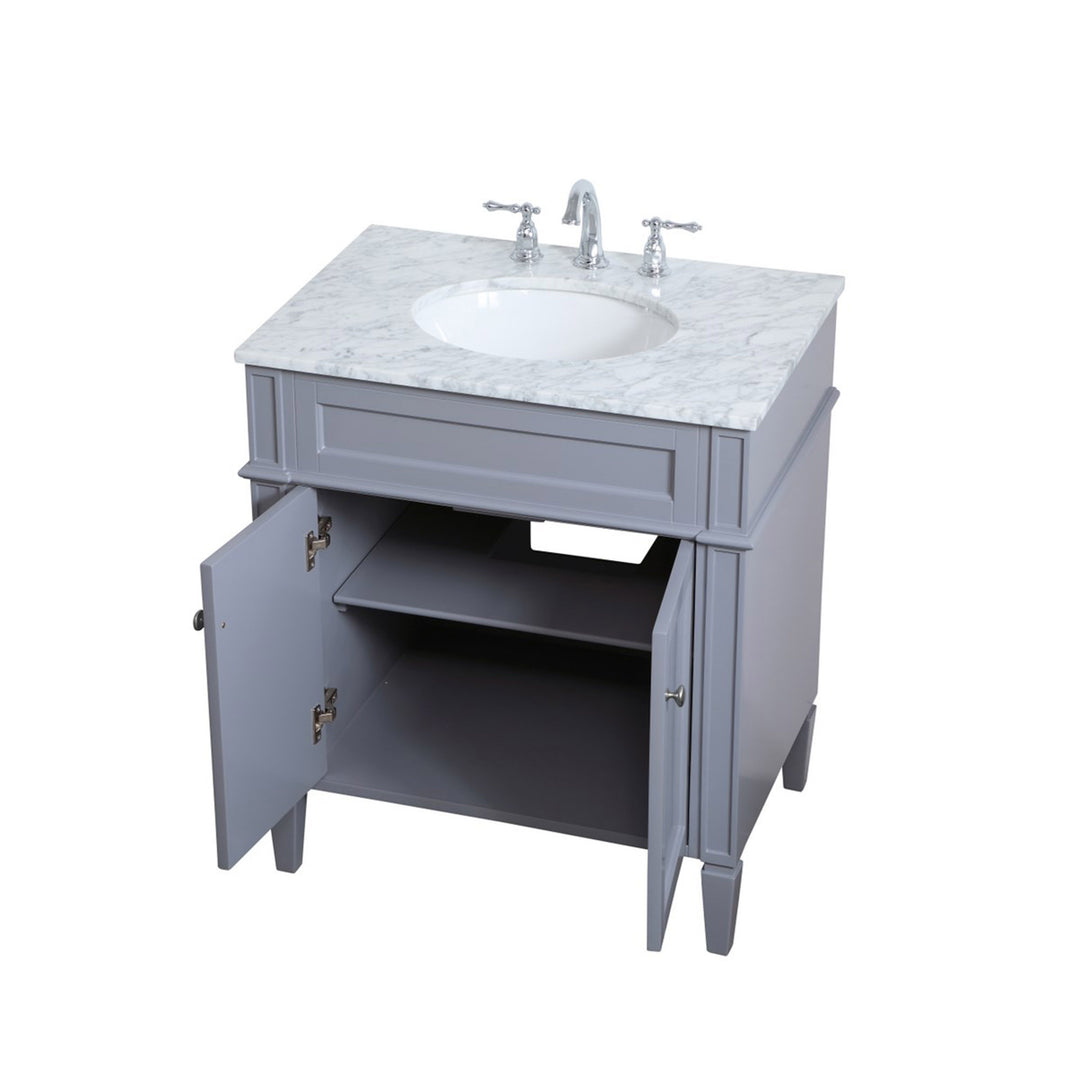 30 Inch Single Bathroom Vanity In Grey - View 5 - Joshua Marshal