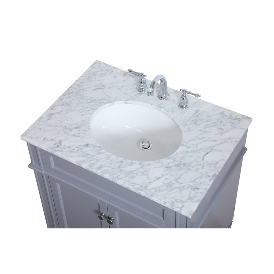30 Inch Single Bathroom Vanity In Grey - View 6 - Joshua Marshal