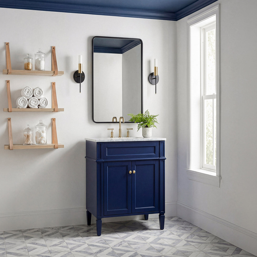 30 Inch Single Bathroom Vanity In Blue - View 2 - Joshua Marshal