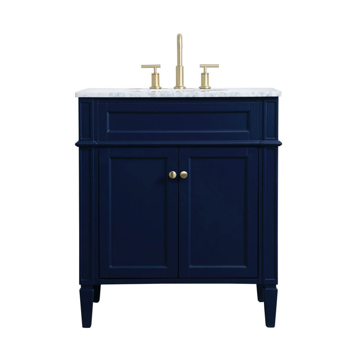 30 Inch Single Bathroom Vanity In Blue - View 3 - Joshua Marshal