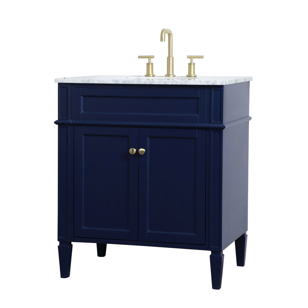 30 Inch Single Bathroom Vanity In Blue - View 4 - Joshua Marshal