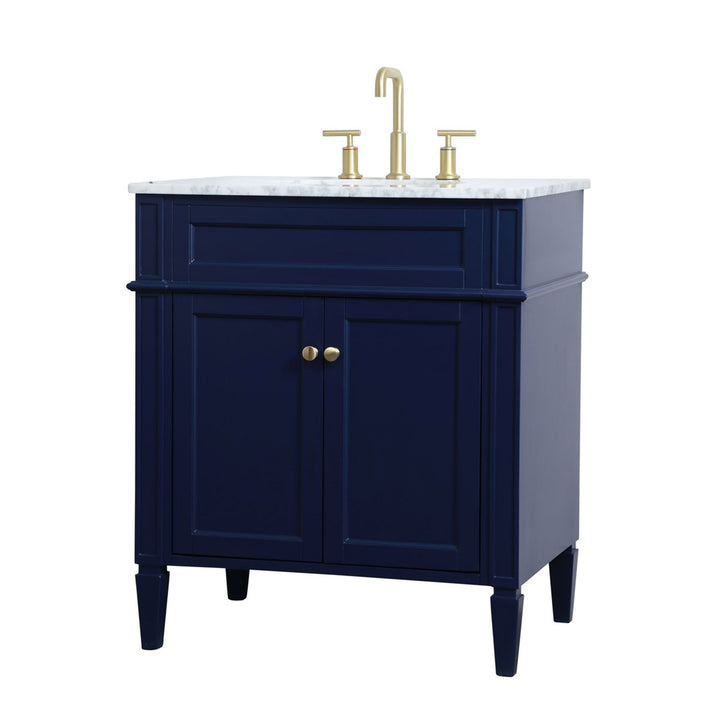 30 Inch Single Bathroom Vanity In Blue - View 4 - Joshua Marshal