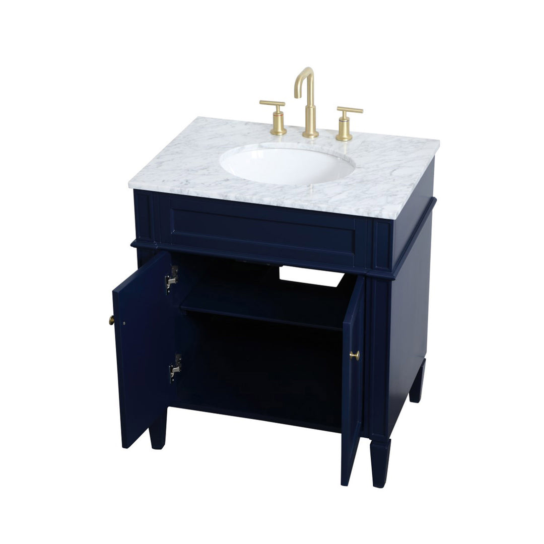 30 Inch Single Bathroom Vanity In Blue - View 5 - Joshua Marshal