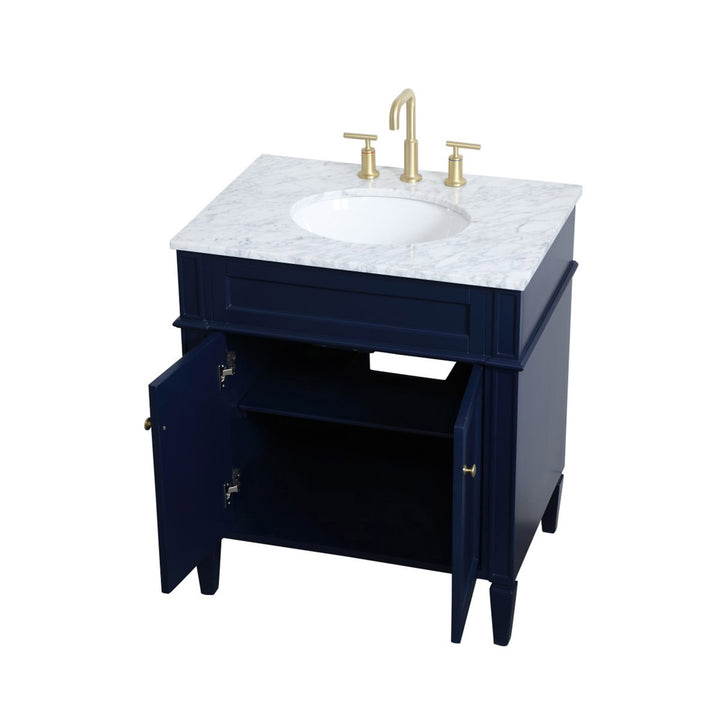 30 Inch Single Bathroom Vanity In Blue - View 5 - Joshua Marshal