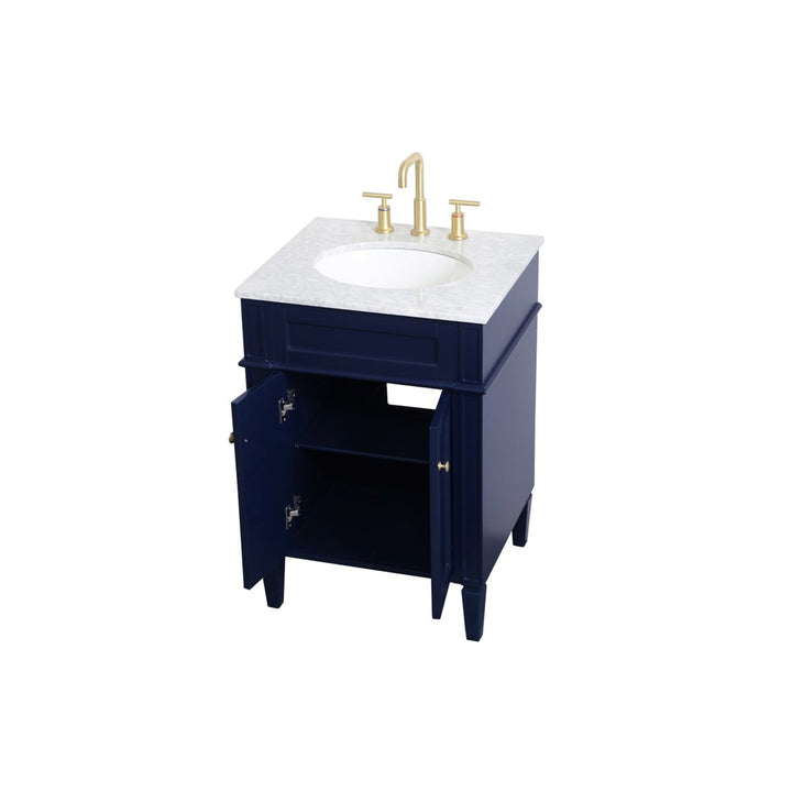 24 Inch Single Bathroom Vanity In Blue - View 5 - Joshua Marshal