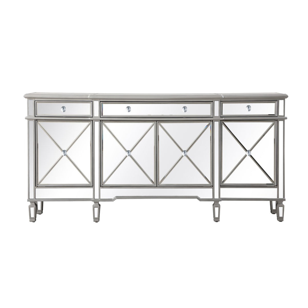 72 Inch Mirrored Credenza In Silver - View 3 - Joshua Marshal
