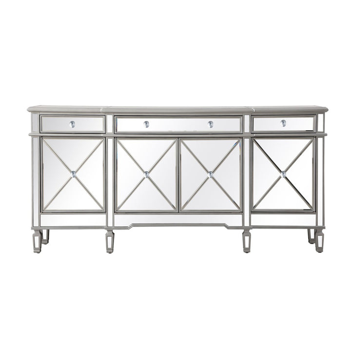 72 Inch Mirrored Credenza In Silver - View 3 - Joshua Marshal