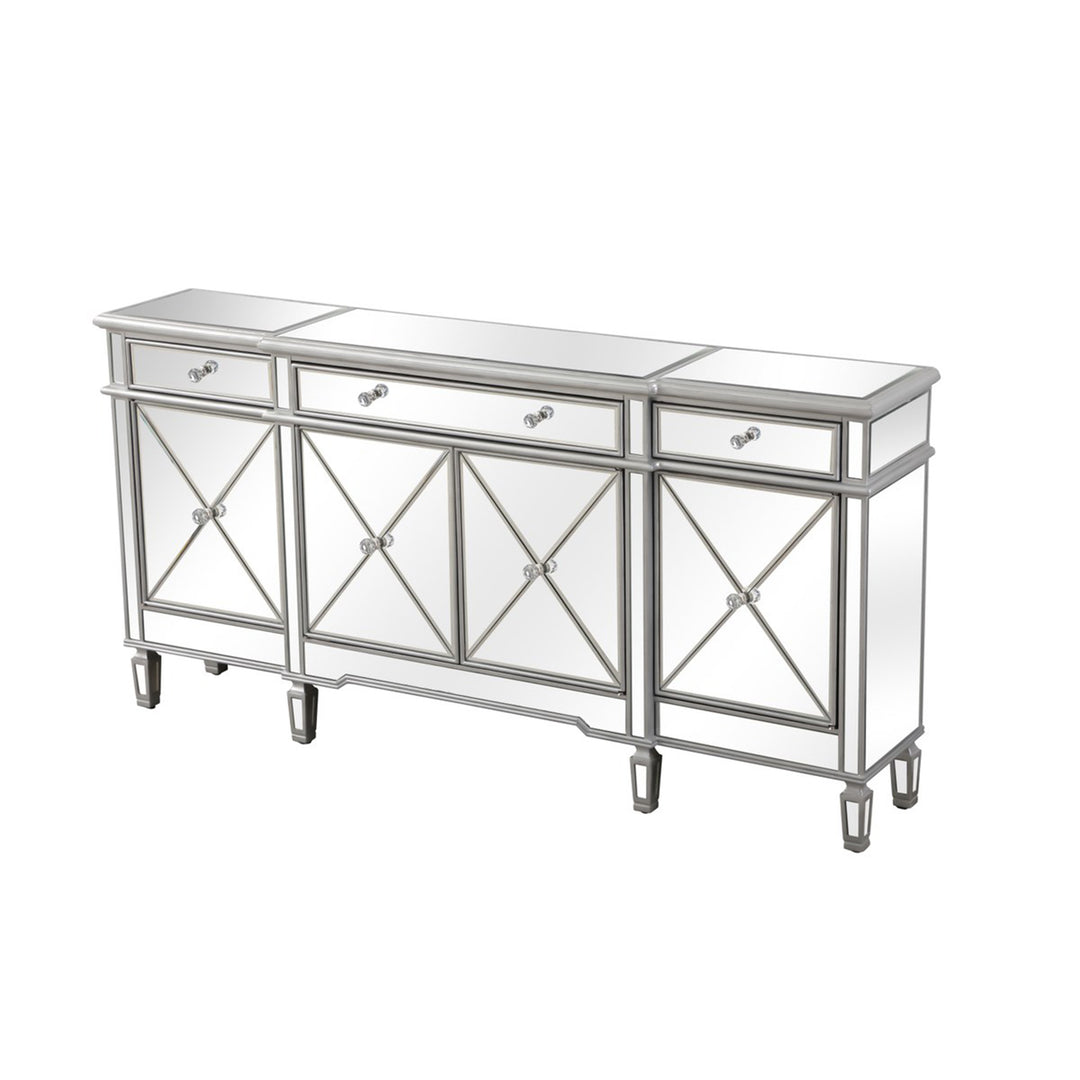 72 Inch Mirrored Credenza In Silver - View 4 - Joshua Marshal
