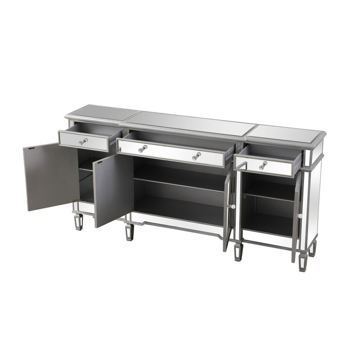 72 Inch Mirrored Credenza In Silver - View 5 - Joshua Marshal
