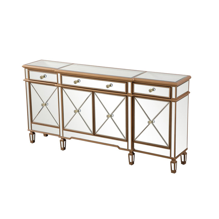 72 Inch Mirrored Credenza In Gold - View 4 - Joshua Marshal