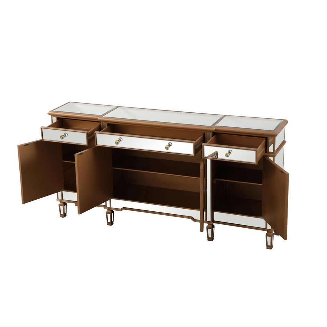 72 Inch Mirrored Credenza In Gold - View 5 - Joshua Marshal