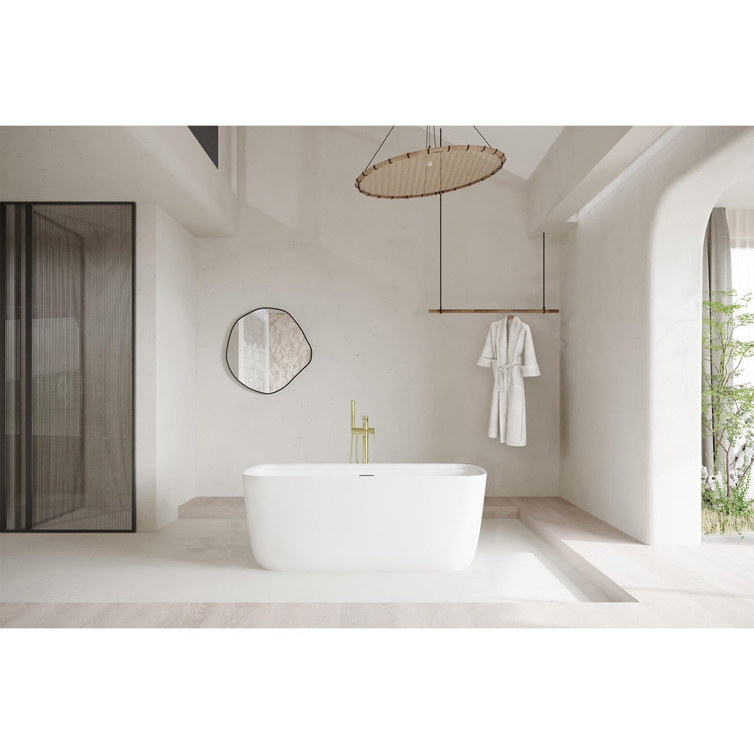 59 Inch Soaking Bathtub In Glossy White - View 2 - Joshua Marshal