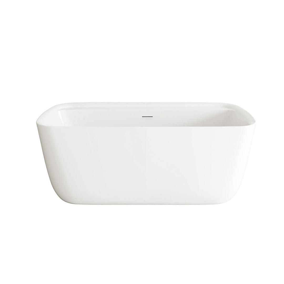 59 Inch Soaking Bathtub In Glossy White - View 3 - Joshua Marshal