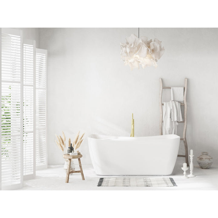 59 Inch Soaking Bathtub In Glossy White - View 2 - Joshua Marshal