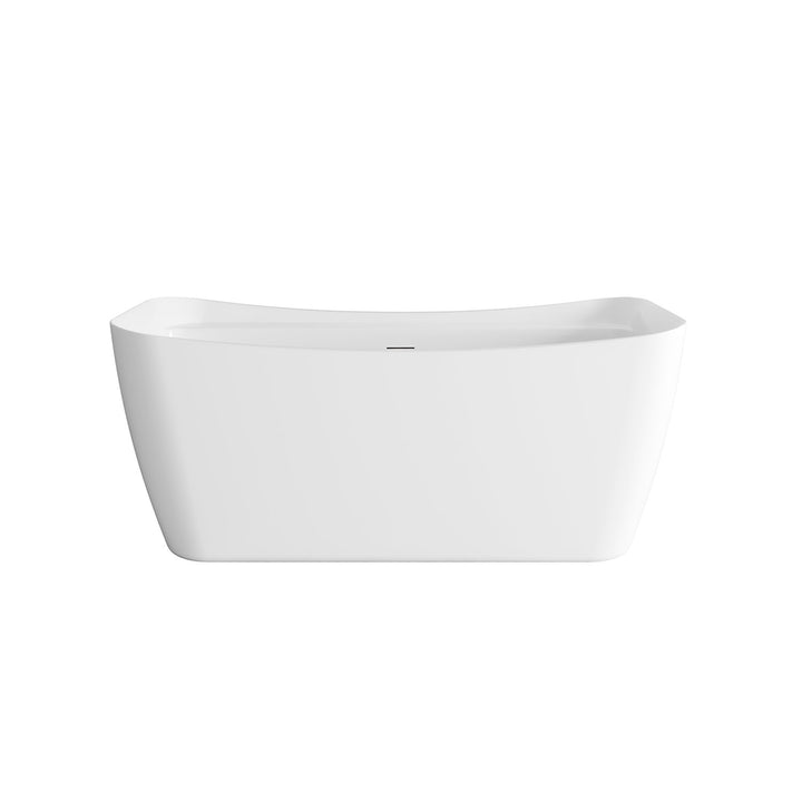 59 Inch Soaking Bathtub In Glossy White - View 3 - Joshua Marshal