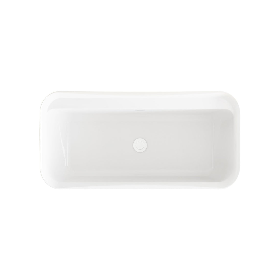 59 Inch Soaking Bathtub In Glossy White - View 4 - Joshua Marshal