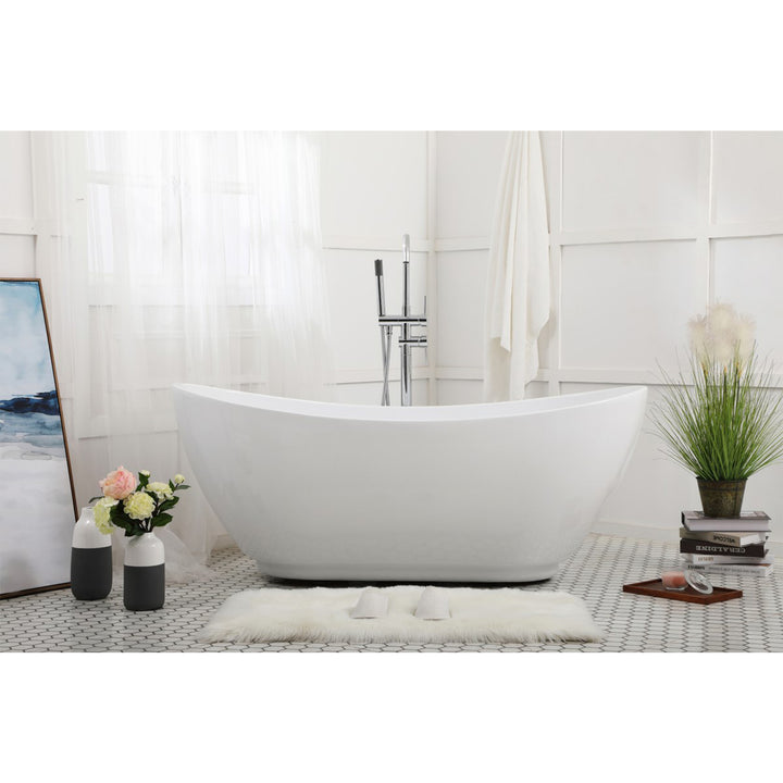 62 Inch Soaking Bathtub In Glossy White - View 2 - Joshua Marshal
