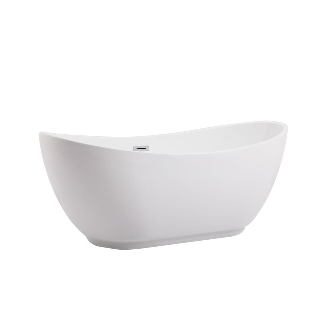62 Inch Soaking Bathtub In Glossy White - View 3 - Joshua Marshal