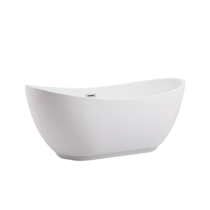 62 Inch Soaking Bathtub In Glossy White - View 3 - Joshua Marshal