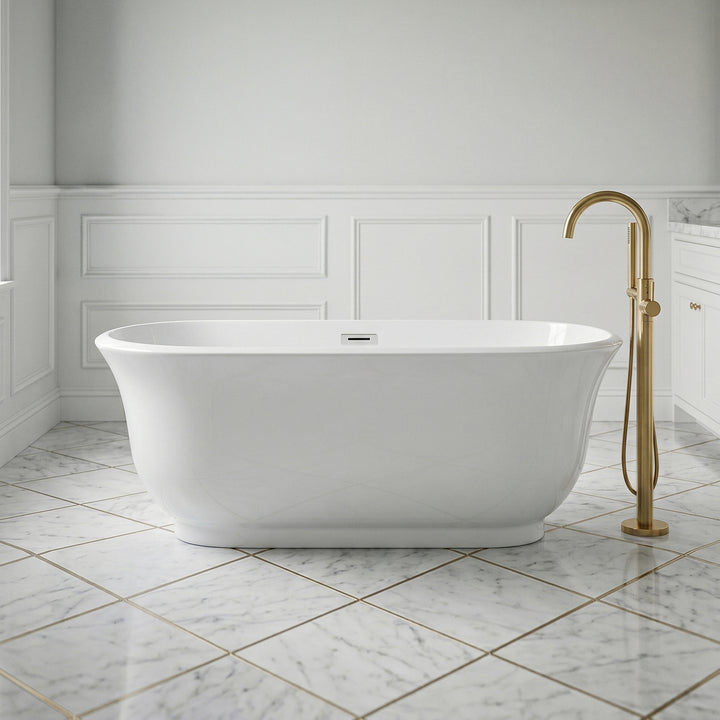 59 Inch Soaking Bathtub In Glossy White Glossy White Finish - KITCHEN & BATH by Joshua Marshal