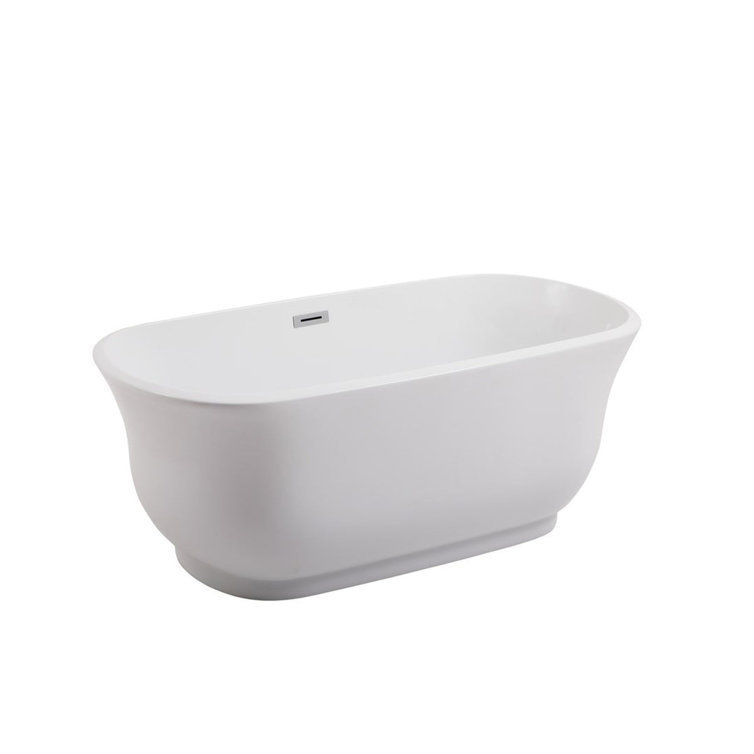 59 Inch Soaking Bathtub In Glossy White - View 4 - Joshua Marshal