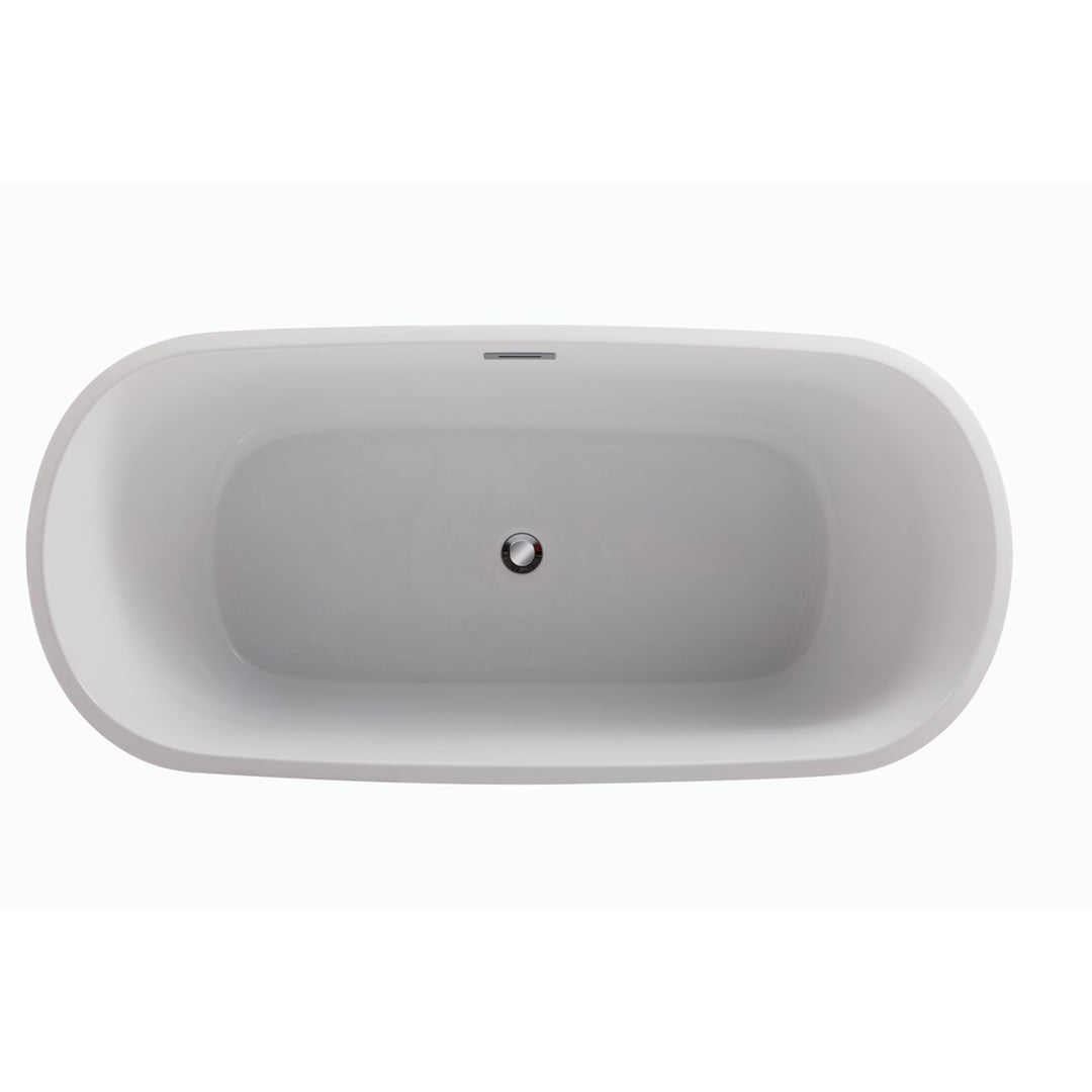 59 Inch Soaking Bathtub In Glossy White - View 6 - Joshua Marshal