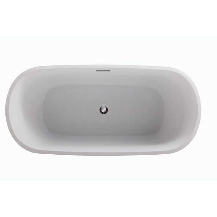 59 Inch Soaking Bathtub In Glossy White - View 6 - Joshua Marshal