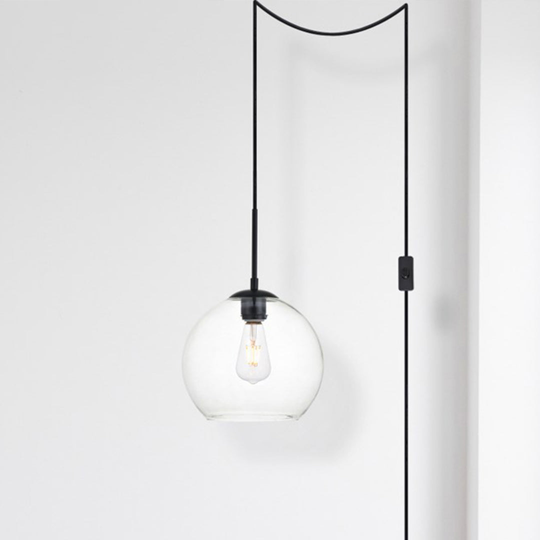 1 Light Black Plug-In Pendant With Clear Glass Black Finish - LIGHTING by Joshua Marshal