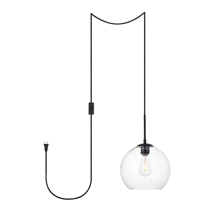 1 Light Black Plug-In Pendant With Clear Glass - View 3 - Joshua Marshal
