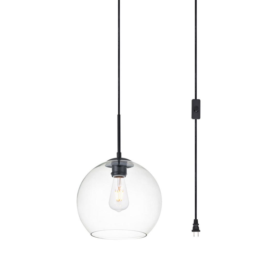 1 Light Black Plug-In Pendant With Clear Glass - View 4 - Joshua Marshal