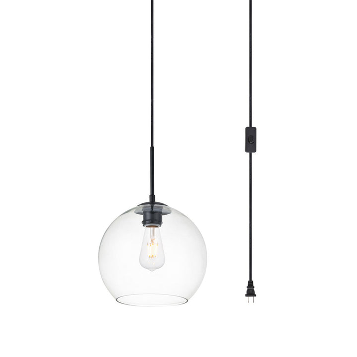 1 Light Black Plug-In Pendant With Clear Glass - View 4 - Joshua Marshal