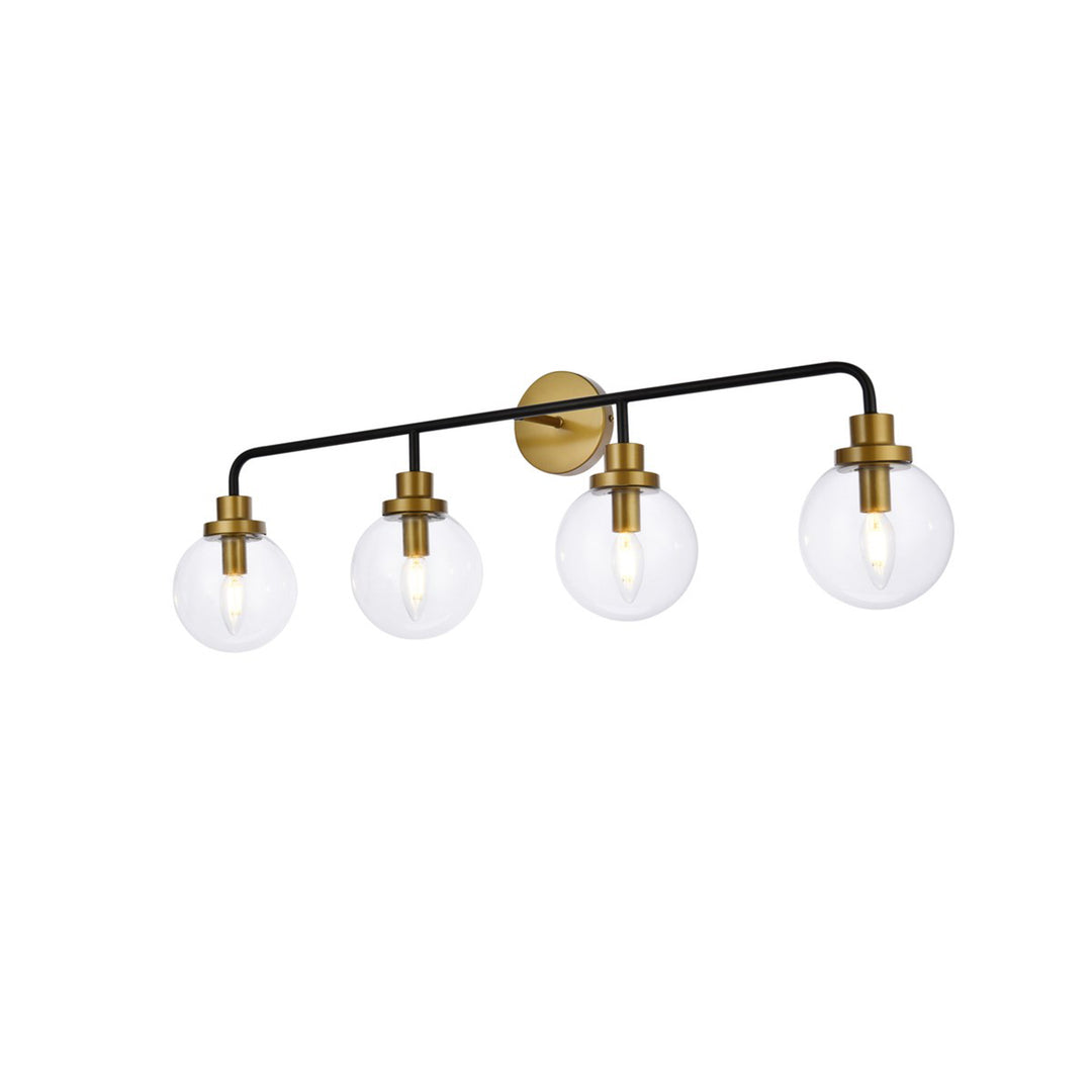 4 Lights Bath Sconce In Black With Brass With Clear Shade - View 4 - Joshua Marshal