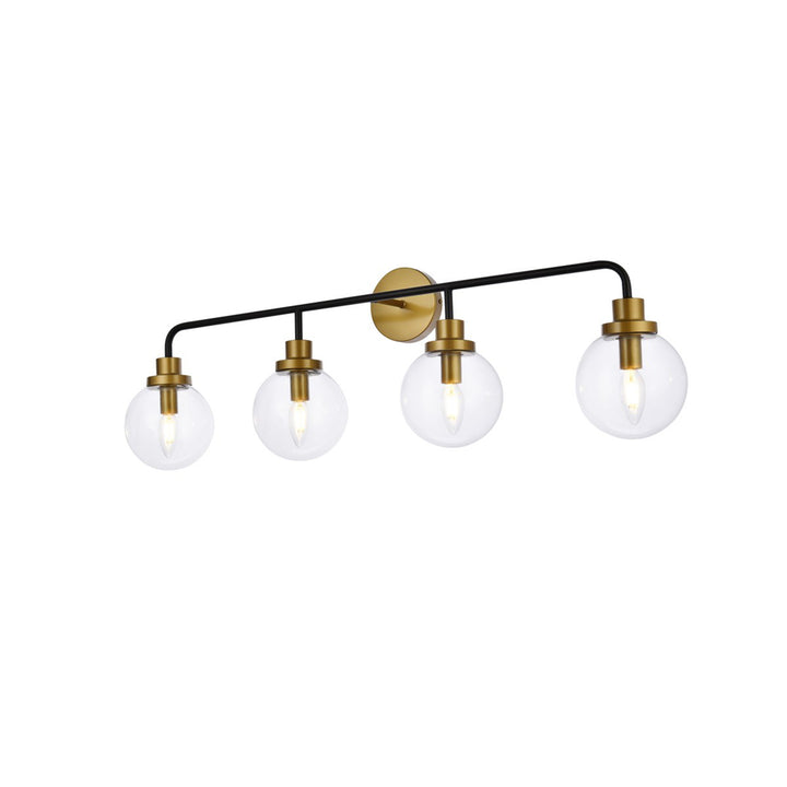 4 Lights Bath Sconce In Black With Brass With Clear Shade - View 4 - Joshua Marshal