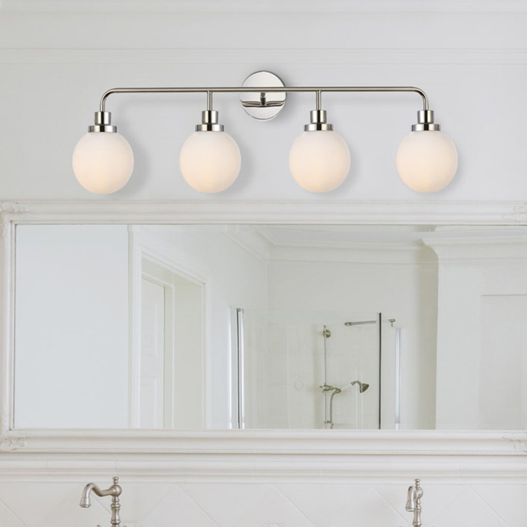 4 lights bath sconce in polished nickel with frosted shade - LIGHTING by Joshua Marshal