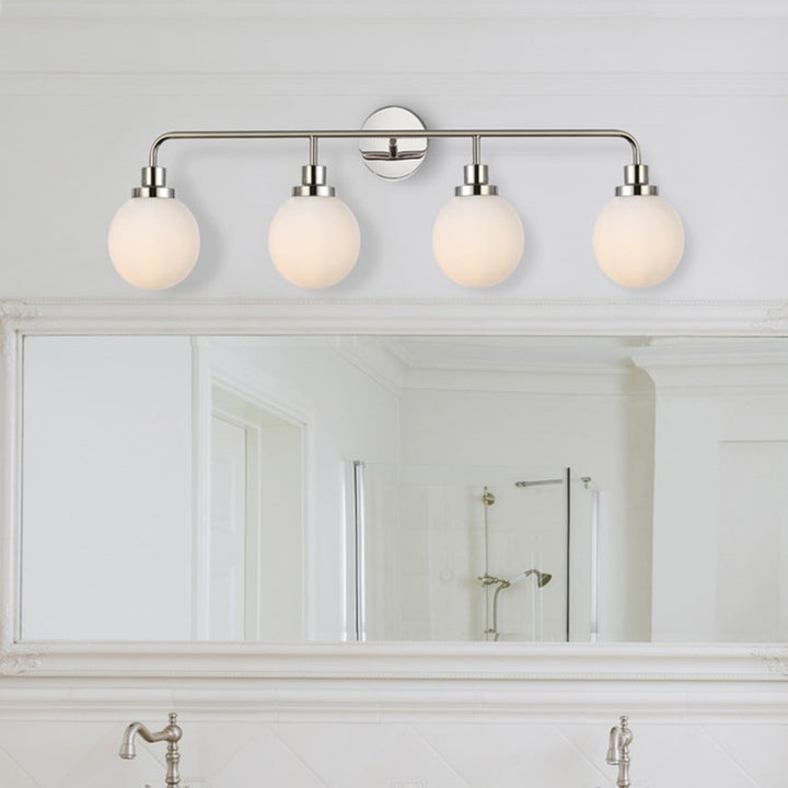 4 lights bath sconce in polished nickel with frosted shade - LIGHTING by Joshua Marshal