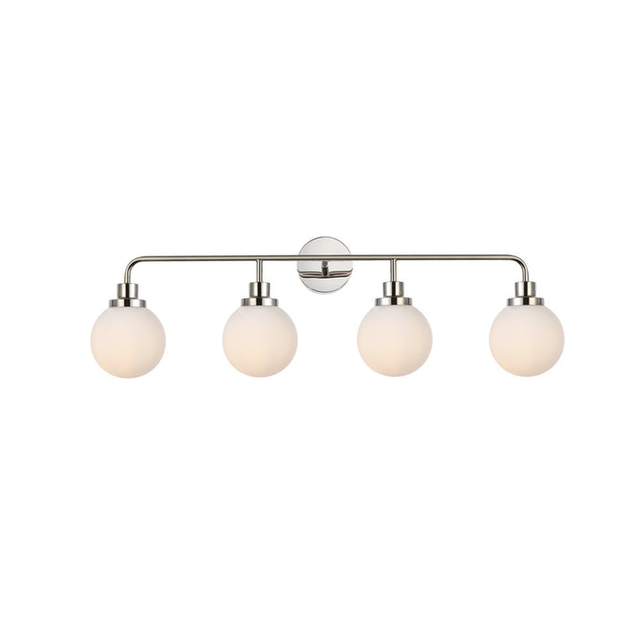 4 lights bath sconce in polished nickel with frosted shade - View 3 - Joshua Marshal