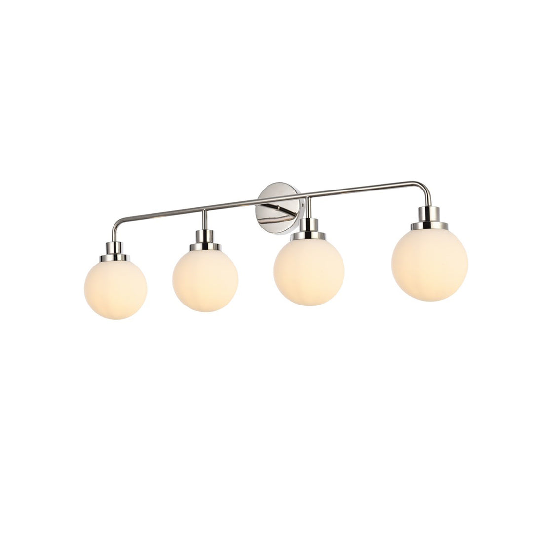 4 lights bath sconce in polished nickel with frosted shade - View 4 - Joshua Marshal