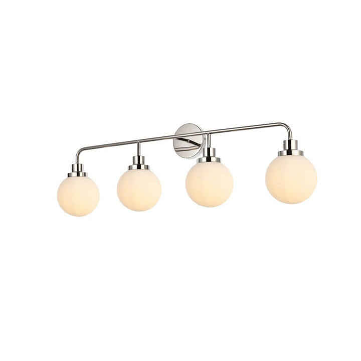 4 lights bath sconce in polished nickel with frosted shade - View 4 - Joshua Marshal