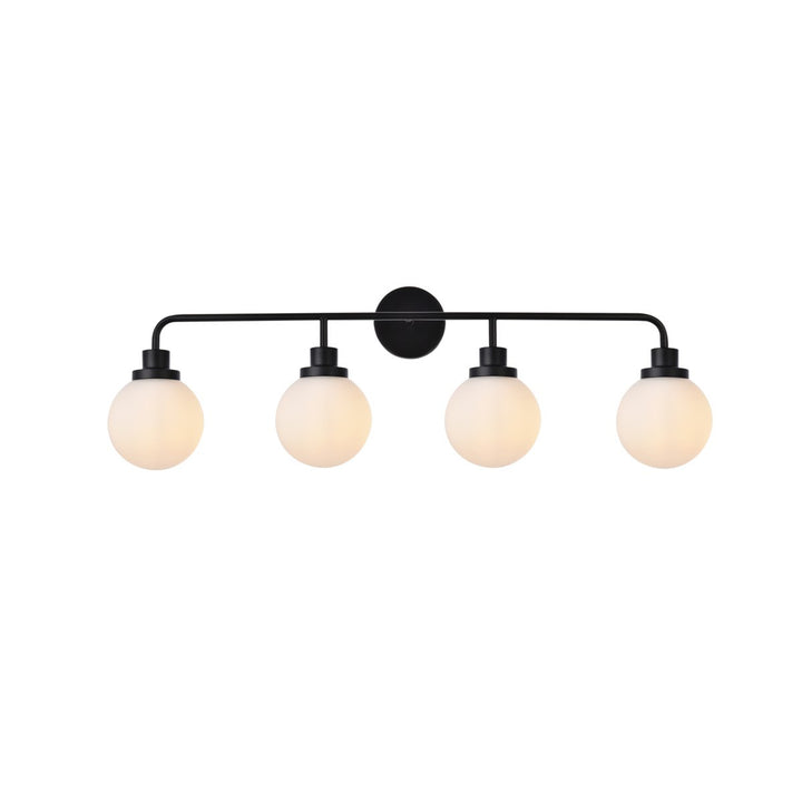4 Lights Bath Sconce In Black With Frosted Shade - View 3 - Joshua Marshal