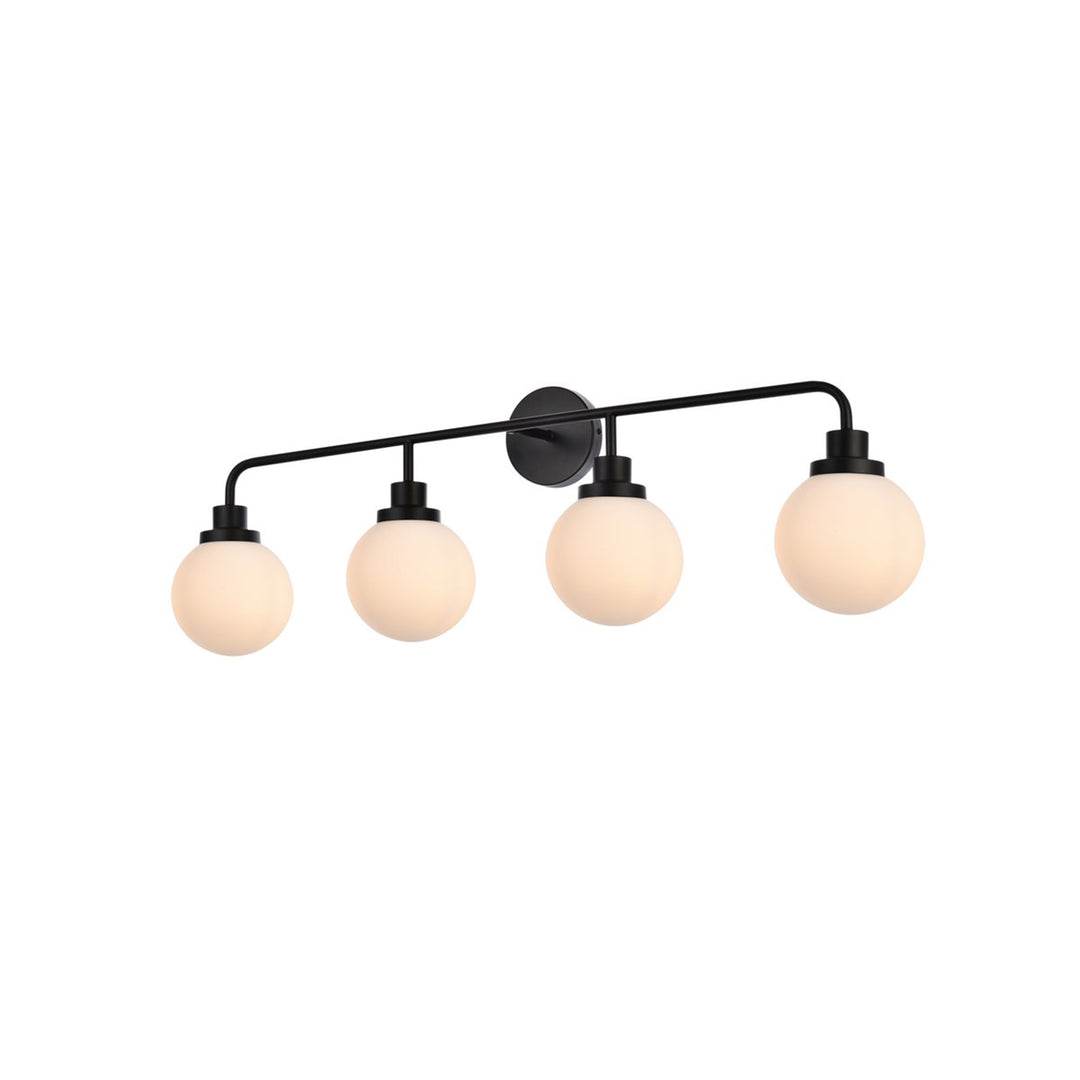 4 Lights Bath Sconce In Black With Frosted Shade - View 4 - Joshua Marshal