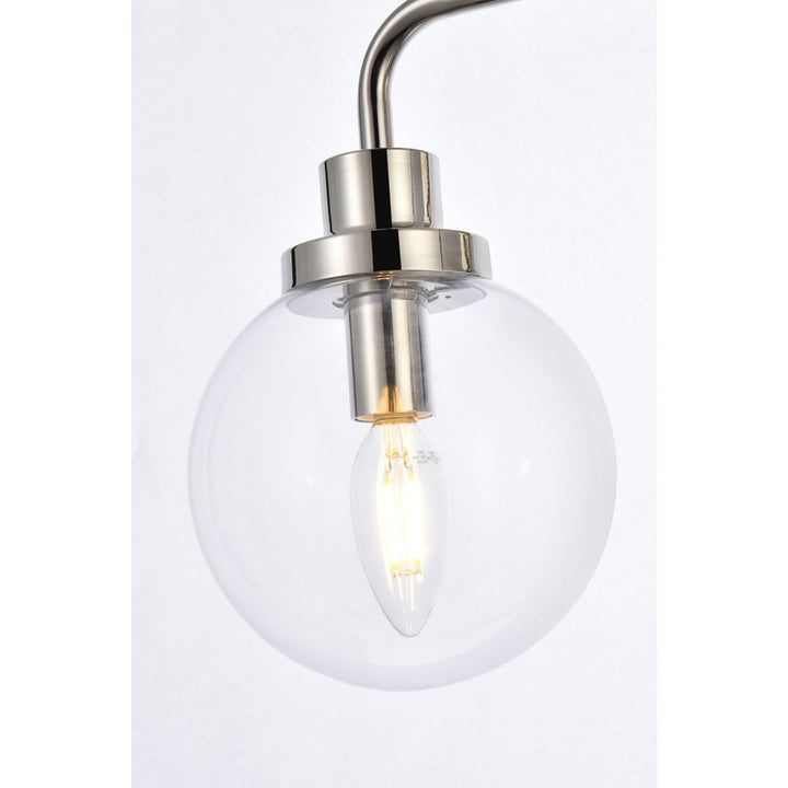 3 lights bath sconce in polished nickel with clear shade - View 5 - Joshua Marshal