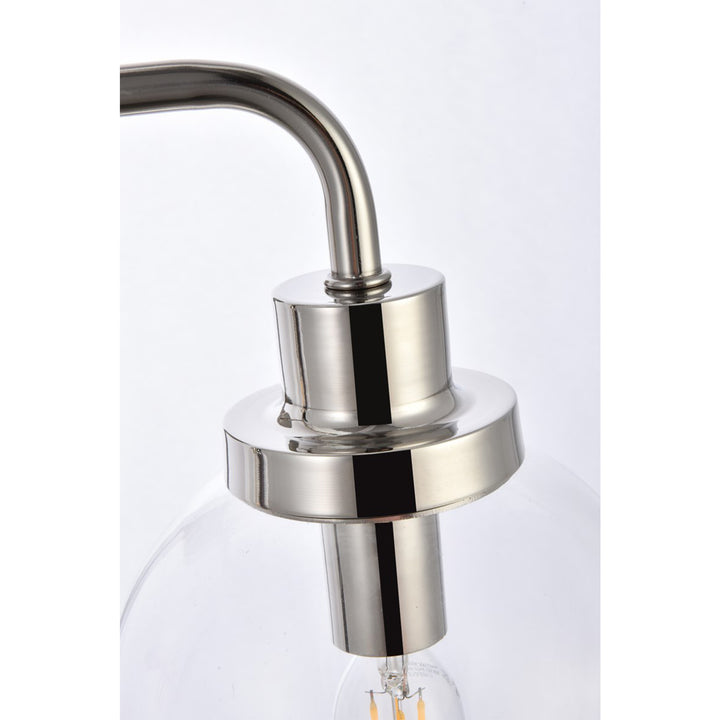 3 lights bath sconce in polished nickel with clear shade - View 6 - Joshua Marshal