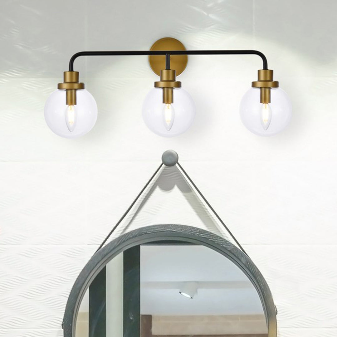 3 Lights Bath Sconce In Black With Brass With Clear Shade Black And Brass And Clear Shade Finish - LIGHTING by Joshua Marshal