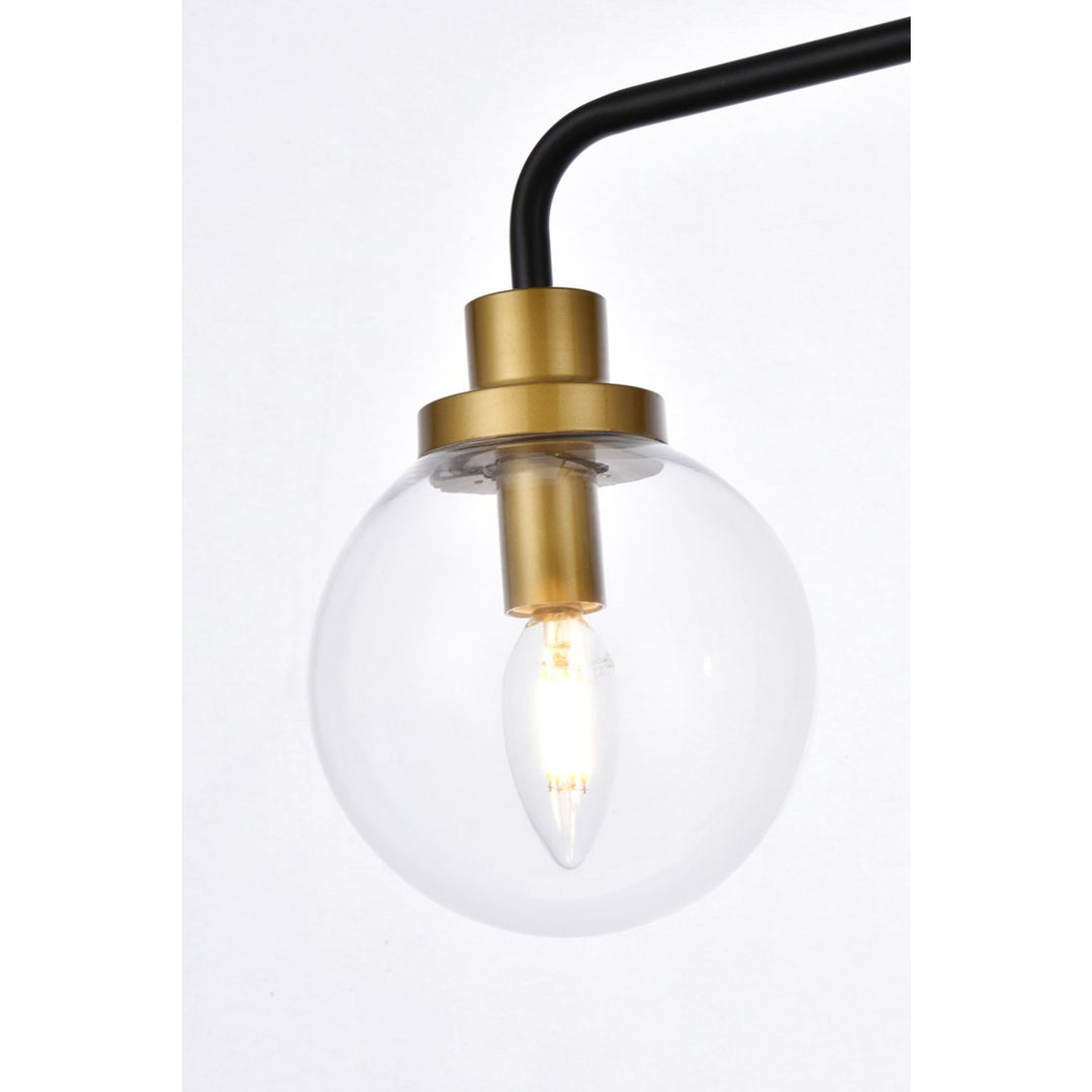 3 Lights Bath Sconce In Black With Brass With Clear Shade - View 5 - Joshua Marshal