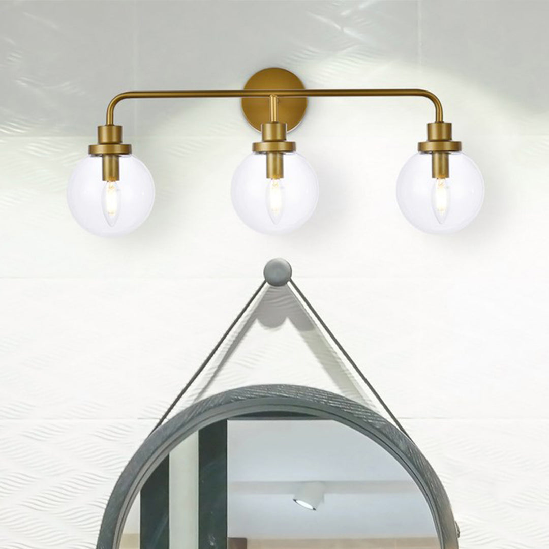 3 Lights Bath Sconce In Brass With Clear Shade Brass And Clear Shade Finish - LIGHTING by Joshua Marshal