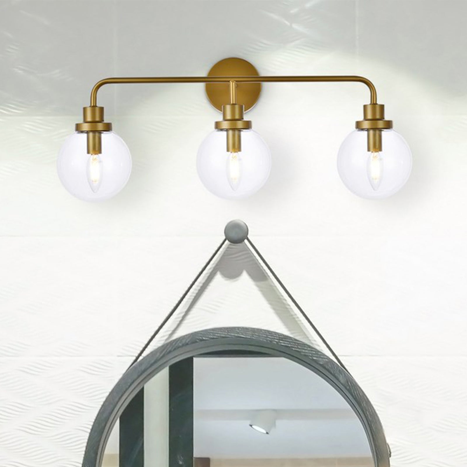 3 Lights Bath Sconce In Brass With Clear Shade Brass And Clear Shade Finish - LIGHTING by Joshua Marshal