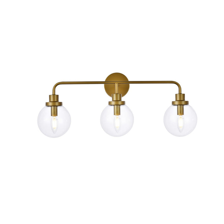 3 Lights Bath Sconce In Brass With Clear Shade - View 3 - Joshua Marshal